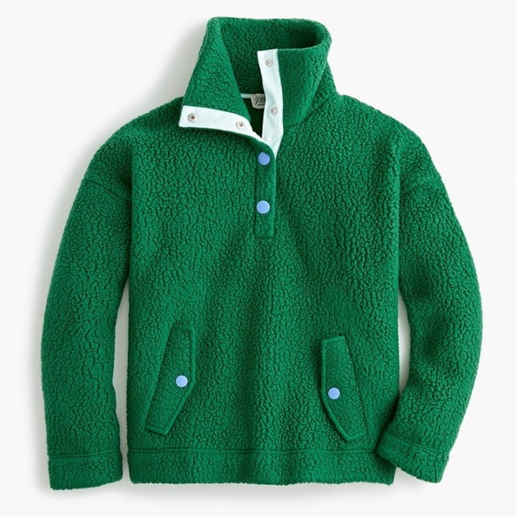 J. Crew Tops - J crew snap collar sweatshirt polar tech fleece
